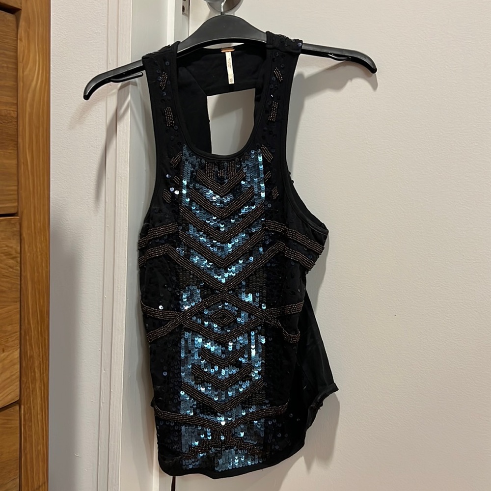 Free People beaded Sequin Racerback Tank